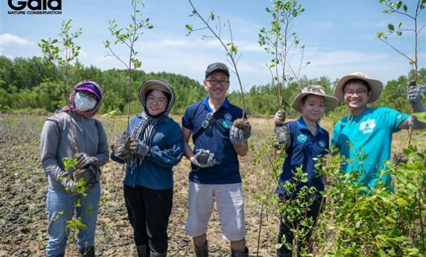 NHÂN VIÊN TBC BALL HÀO HỨNG TRỒNG 200 CÂY CÓC TRẮNG TẠI KHU DỰ TRỮ SINH QUYỂN THẾ GIỚI CẦN GIỜ